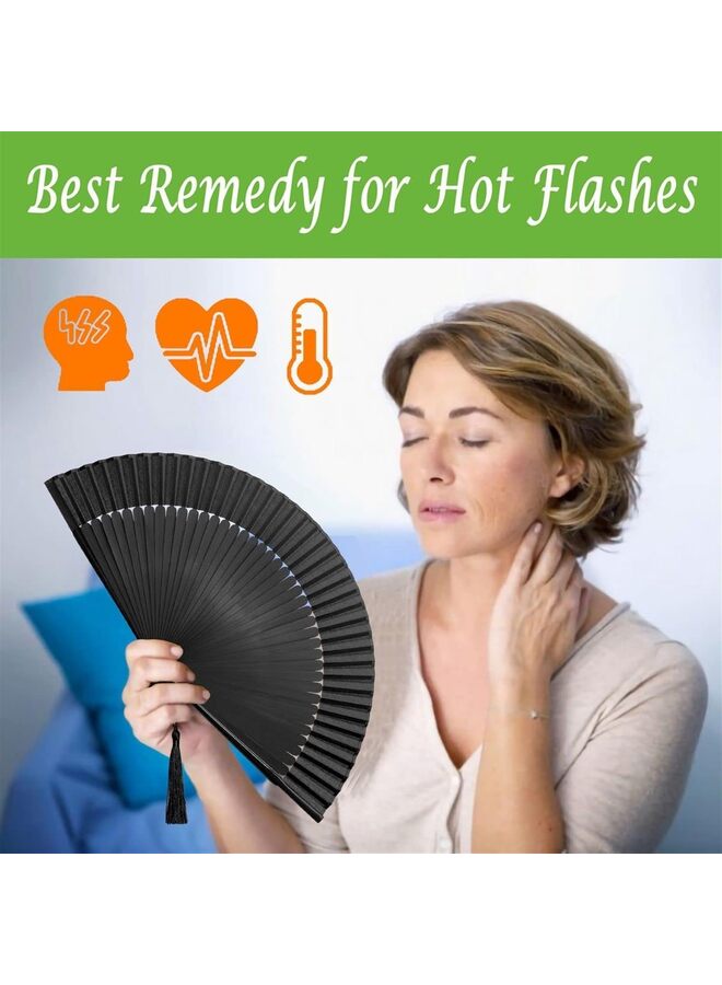 Folding Hand Fan for Women, Foldable Vintage Bamboo Silk Fan For Hot Flash Decoration Music Festival Dance Party Performance Gift(S)  - Image 3