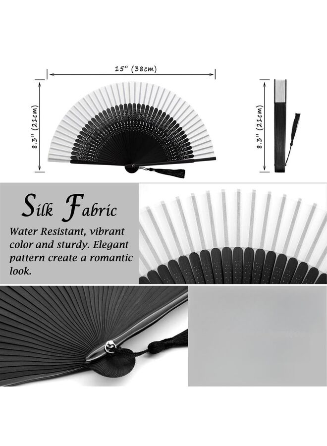 Folding Hand Fan for Women, Foldable Vintage Bamboo Silk Fan For Hot Flash Decoration Music Festival Dance Party Performance Gift(S)  - Image 2