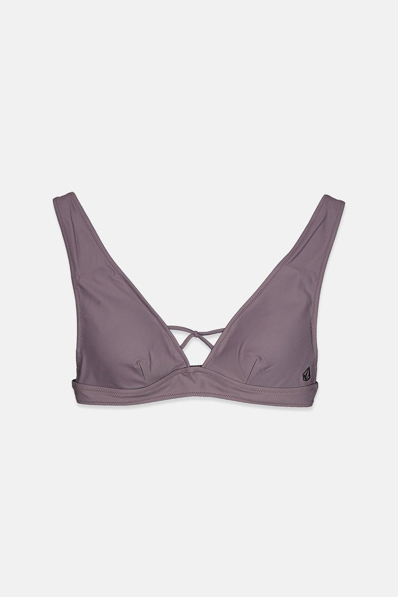 Volcom Women Simply Solid Halter Padded Bra, Dark Purple - Image 1