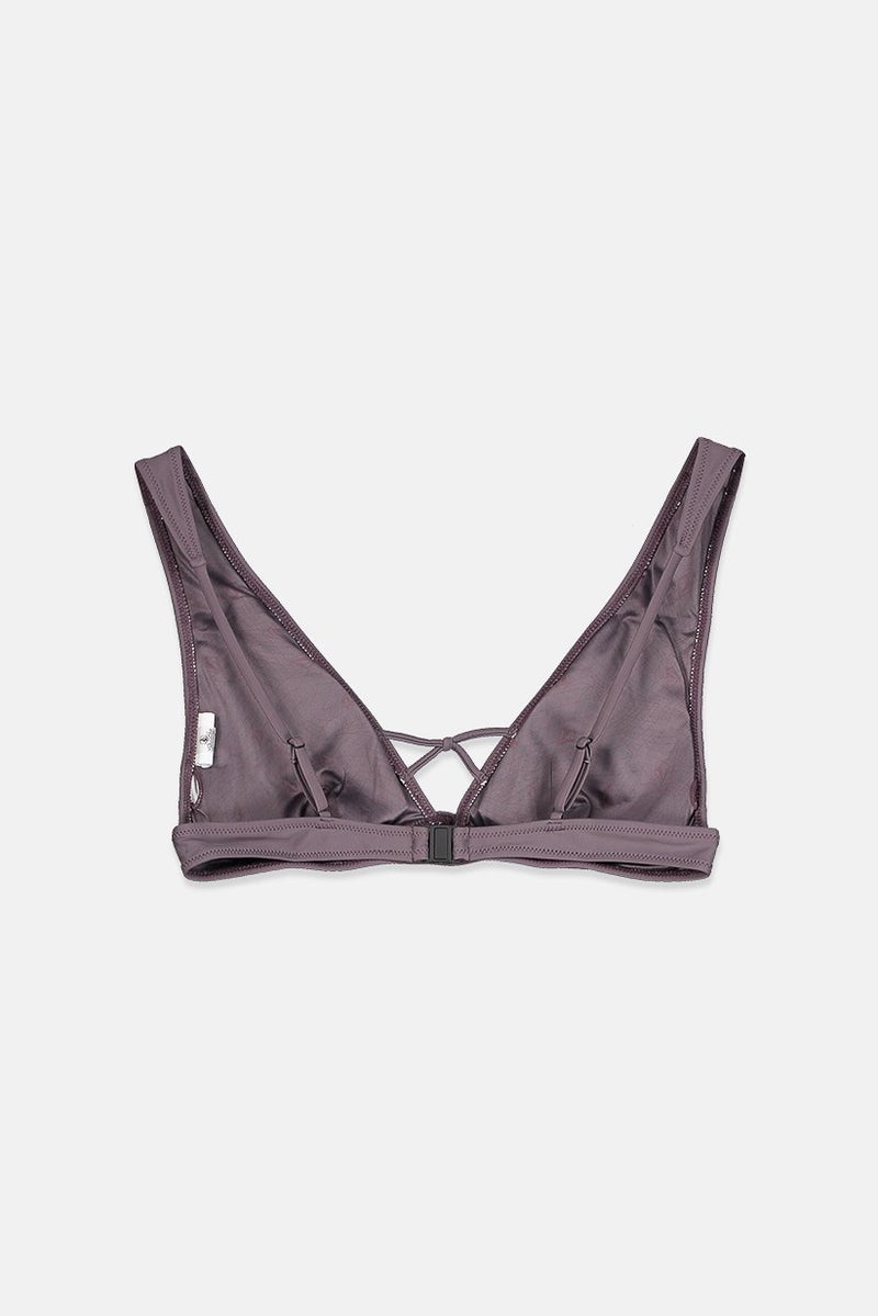Volcom Women Simply Solid Halter Padded Bra, Dark Purple - Image 2