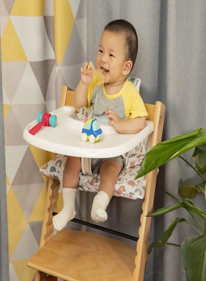 DADOUMAN Waterproof & Extra Padded Soft Dining Chair Seat Cushion, Wipe Clean Cushion for Stokke Tripp Trapp High Chair, 18" L x 11" W, Compatible & Convertible Design (Colorful Elephants) - Image 2