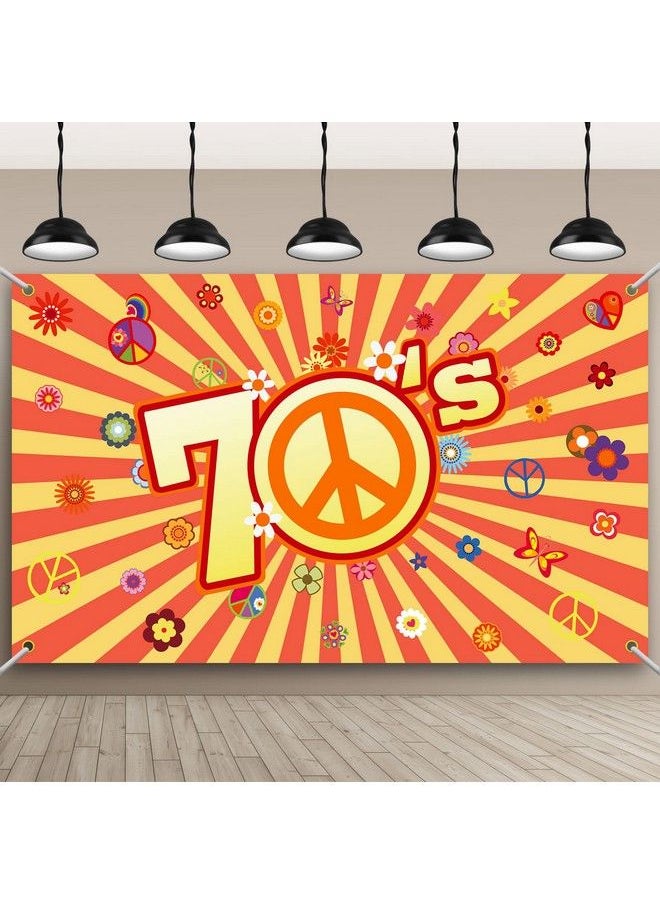 Remerry - 70S Party Backdrop Back To 70S Backdrop Hippie Groovy Party Decorations Daisy Flower Peace Sign Background For 1970'S Birthday Party Supplies Banner Photo Props - Image 1