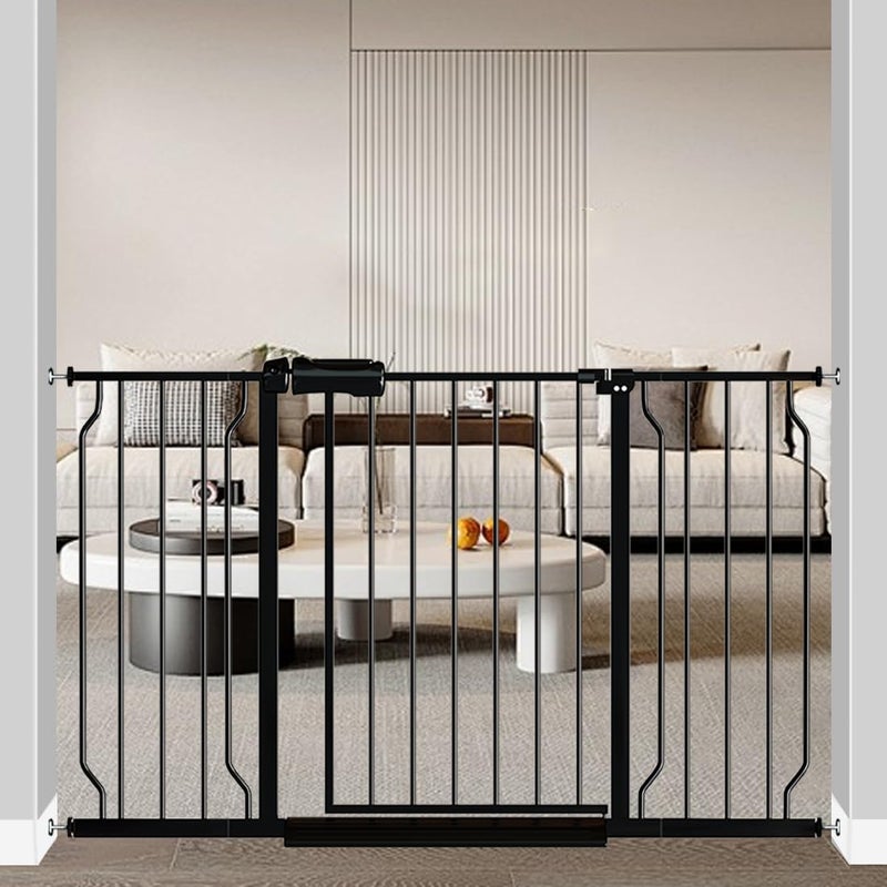 Fairy Baby Fairy Baby Extra Wide Baby Gate Black 4853 Inch Wide Walk Through Pressure Mounted No Drill Long and Large Tension Gate for Pet and Kids 