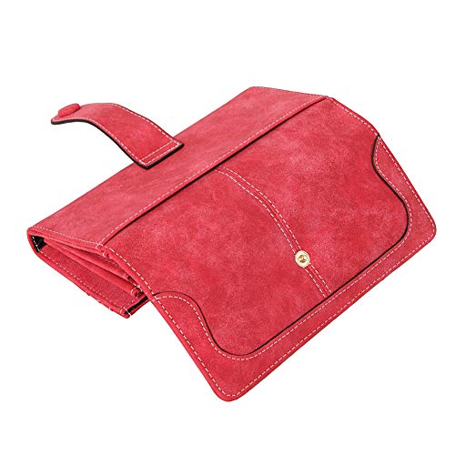 Cynure Women's Vegan Leather 17 Card Slots Card Holder Long Big Bifold Wallet,Red - Image 4
