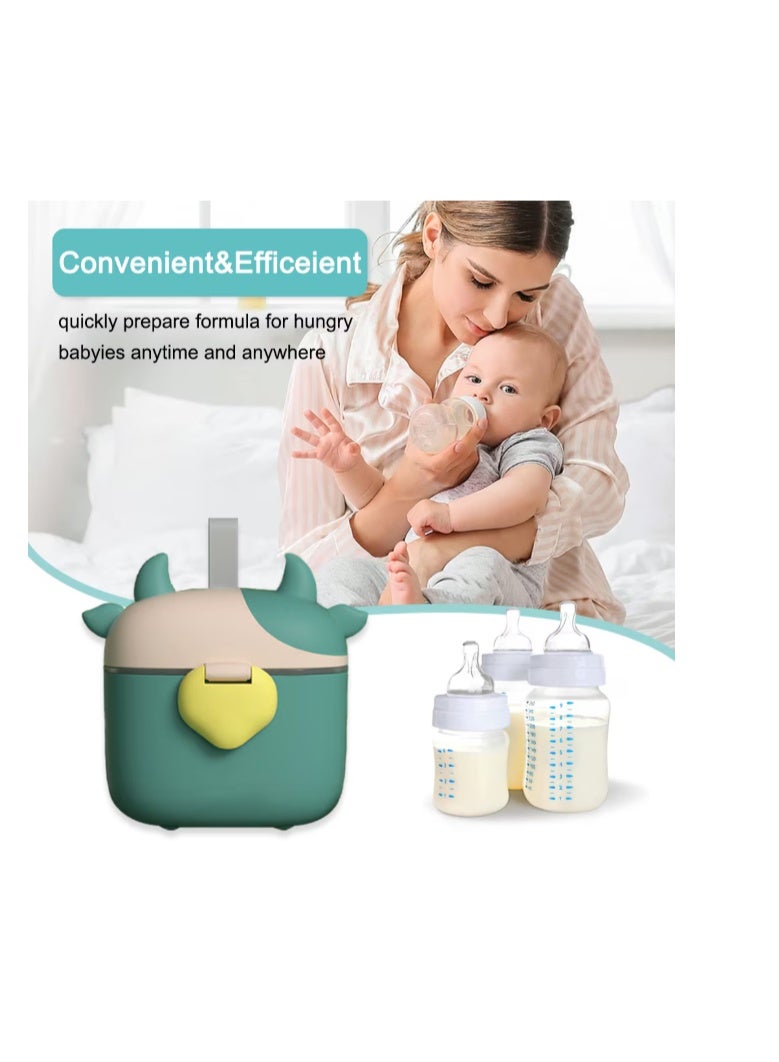 تويسو موزع مسحوق حليب الأطفال من Twisoo مع مغرفة، محكم الغلق، خالي من مادة BPA، مضاد للانسكاب، تخزين الوجبات الخفيفة قابل للتكديس، أخضر - Image 3