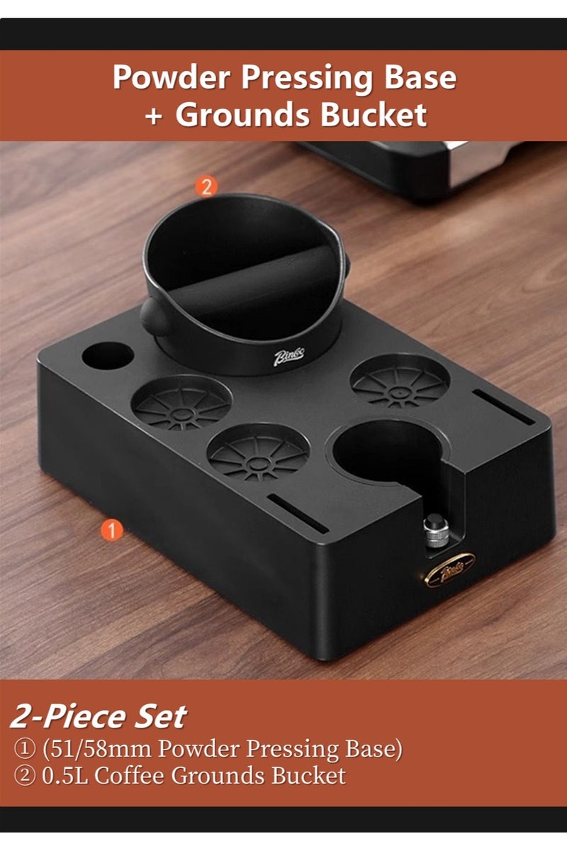 Bincoo Italian Style Multifunctional Powder Pressing Base and Coffee Grounds Bucket Set, Anit Slip Universal for 51/53/58mm - Image 1