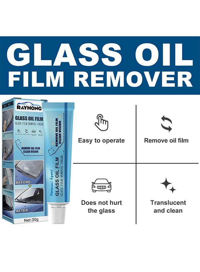 RAYHONG Car Glass Oil Film, Cleaner Glass Film Removal Cream Car Windshield Oil Film Cleaner Glass Stripper Water Spot Remover With Sponge And Towel For Car Home Bathroom Glass - Image 4