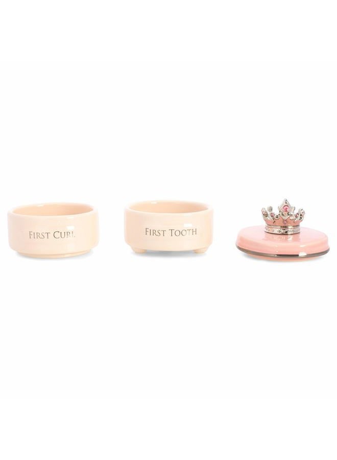 DEMDACO First Tooth and Curl Pink Ceramic Stoneware Children's Stackable Keepsake Box, 1 Count (Pack of 1) - Image 3