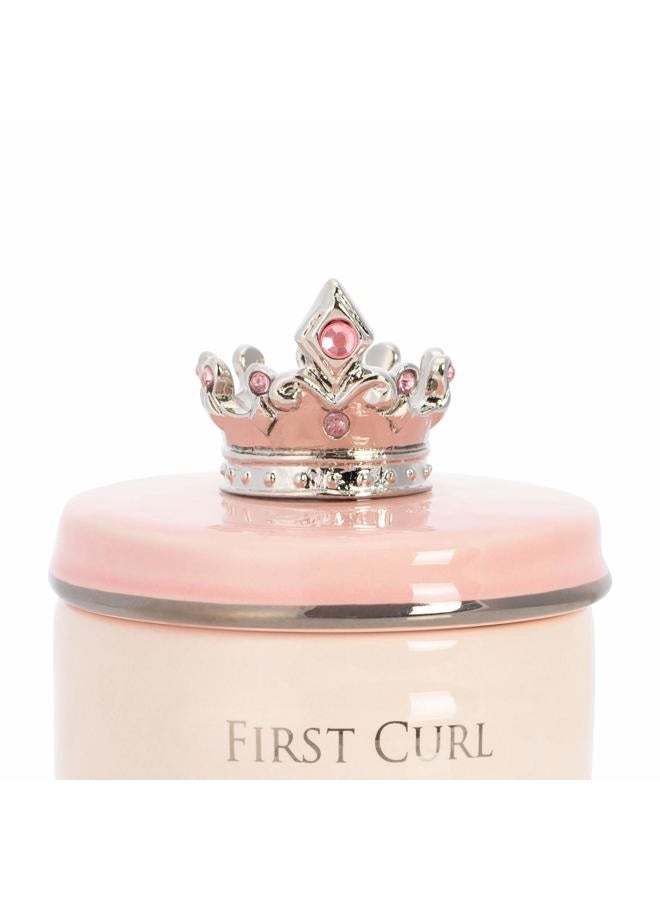 DEMDACO First Tooth and Curl Pink Ceramic Stoneware Children's Stackable Keepsake Box, 1 Count (Pack of 1) - Image 2