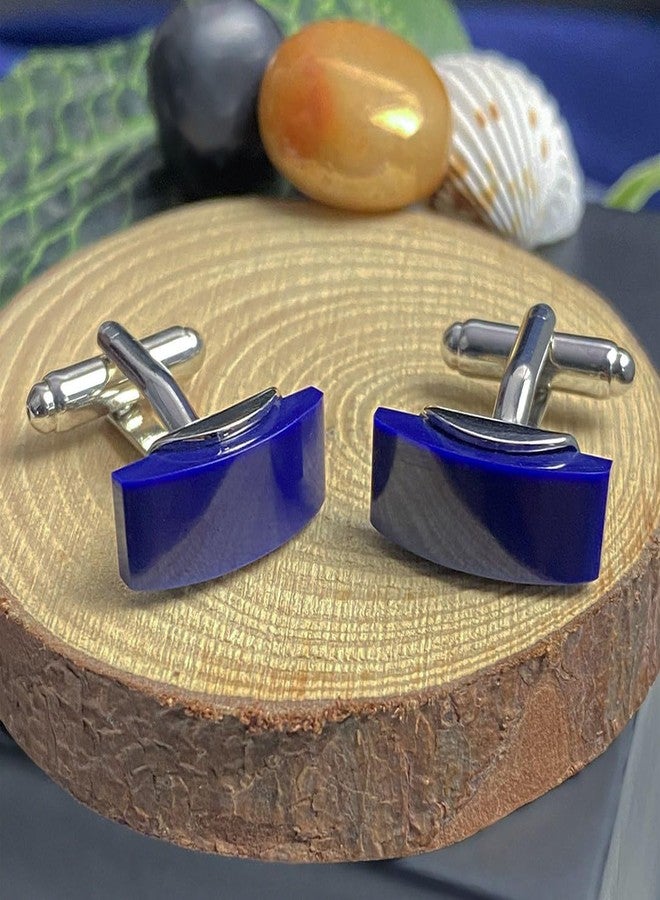 Peluche Saga Blue Cufflinks for Men - Image 2