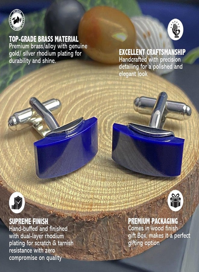 Peluche Saga Blue Cufflinks for Men - Image 5