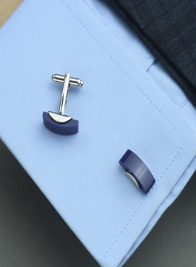 Peluche Saga Blue Cufflinks for Men - Image 4
