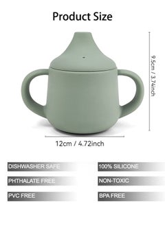 Dominy Silicone Baby Sippy Cups, 3 Stages Training Cup Straw Cup for Infants Toddlers and Kid, Two Different Types of Cup Lids with Duckbill and Straw Shaped,4 oz Green  - Image 5