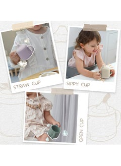 Dominy Silicone Baby Sippy Cups, 3 Stages Training Cup Straw Cup for Infants Toddlers and Kid, Two Different Types of Cup Lids with Duckbill and Straw Shaped,4 oz Green  - Image 3