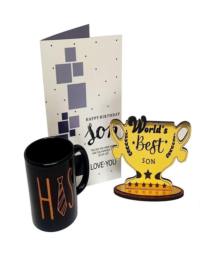 Northland Happy Birthday Son Greeting Card Gift Combo - Coffee Mug, World Best Son Trophy, Greeting Card - Birthday Gift for Son - Image 1