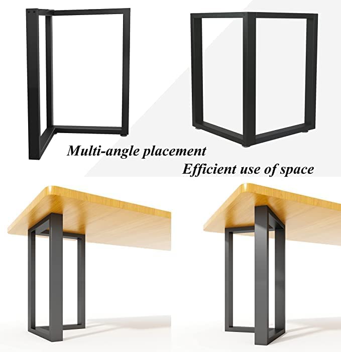 DECORILA Furniture Table Legs 28 Inch Metal Table Legs Replacement Heavy Duty Square Tube Desk Legs Furniture Legs for Coffee Table Dining Table Black L Shape Pack of 2 - Image 5