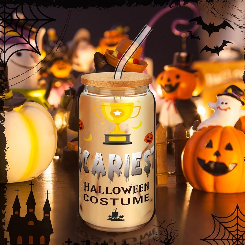 Potchen 6 Set Halloween Costume Contest Trophy Cups Bulk Halloween Costume Party Award 16 oz Funny Cute Personalized Glasses Cups Trophy Spider Pumpkin Skull Witch Hat Bat Cup for Contest Game Prizes - Image 5