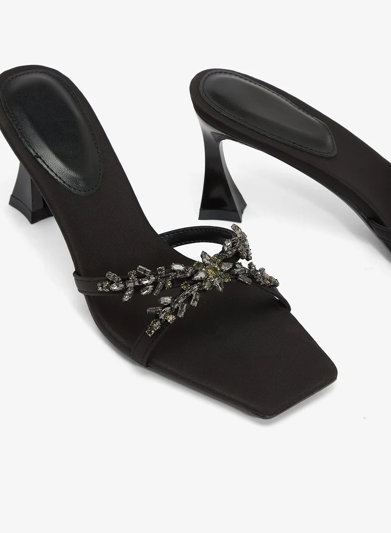 Ella Limited Edition Black Crystal Rhinestone Embellished High Heels for Women | Best Price UAE