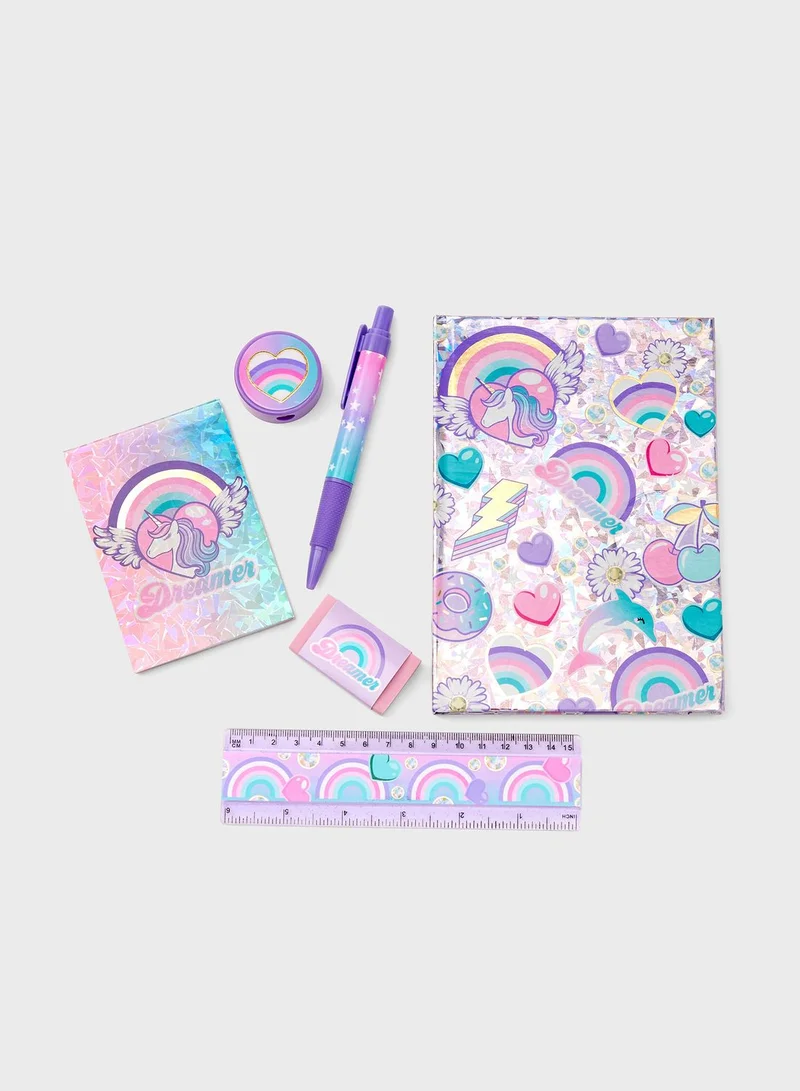 Claires Dreamer Unicorn Stationery Set - Lilac