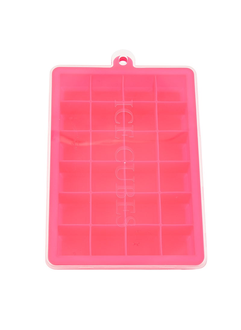 Generic Silicone Ice Tray 24 Cubes with Lid Rose Red 