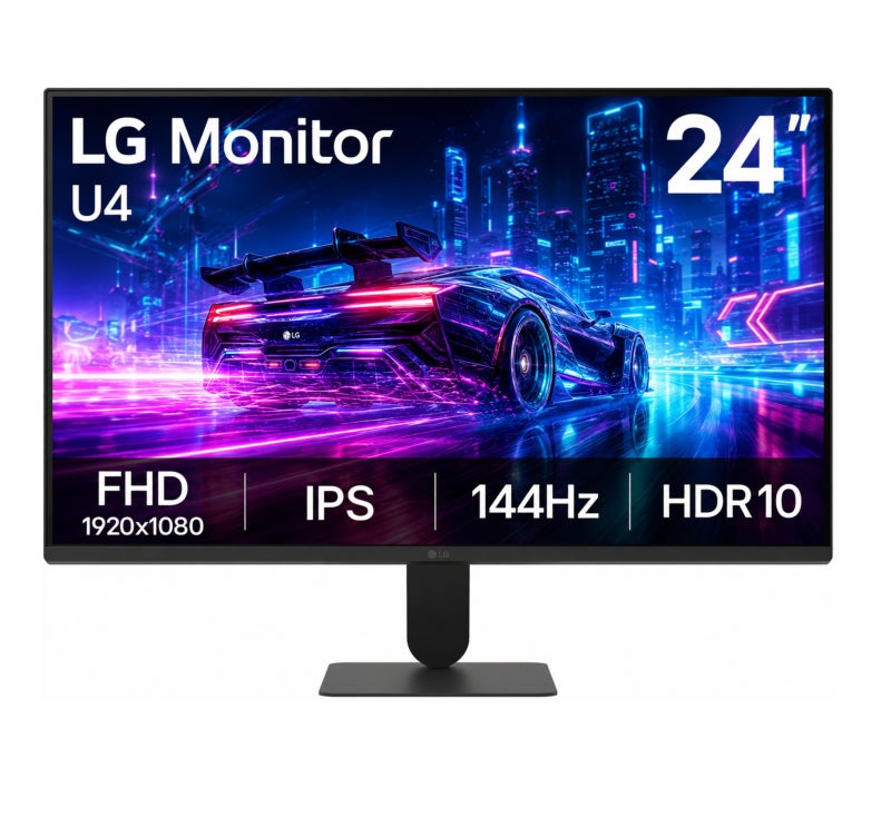LG 24U411B-B 24” FHD Monitor (1920x1080) IPS,144Hz Refresh Rate ,HDR10, 5ms (GtG at Faster), Up to sRGB 99%, AMD FreeSync, Brightness (250), Black black - Image 1