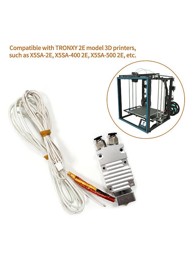 2 in 1 Out Dual Color Hotend Extruder Kit with Heater Wire Thermistor 0.4mm Brass Nozzle 24V for 2E Model 3D Printer