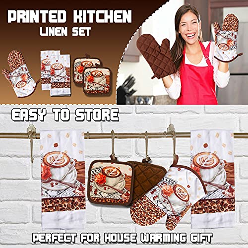 Lobyn Value Packs: 5-Piece Café Latte Kitchen Towel Set – Quilted Oven Mitt & 2 Potholders, Perfect for Coffee Lovers - Image 5