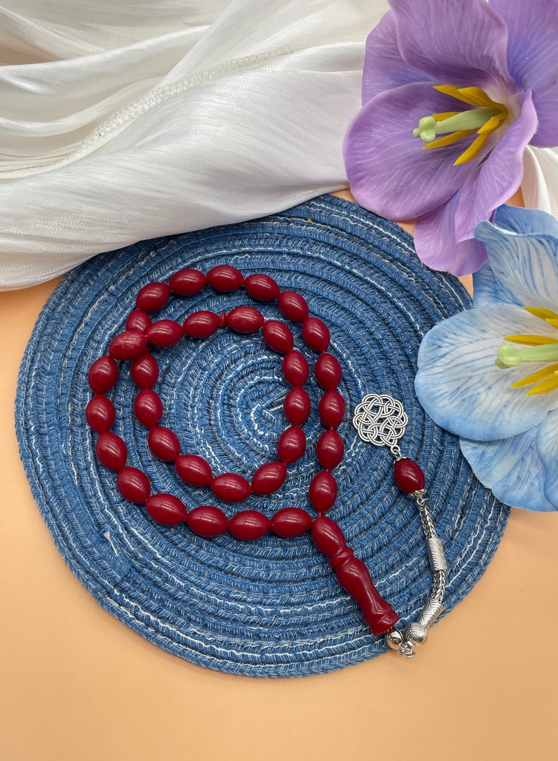 Handcrafted from 33 large oval Muslim prayer beads - Image 1