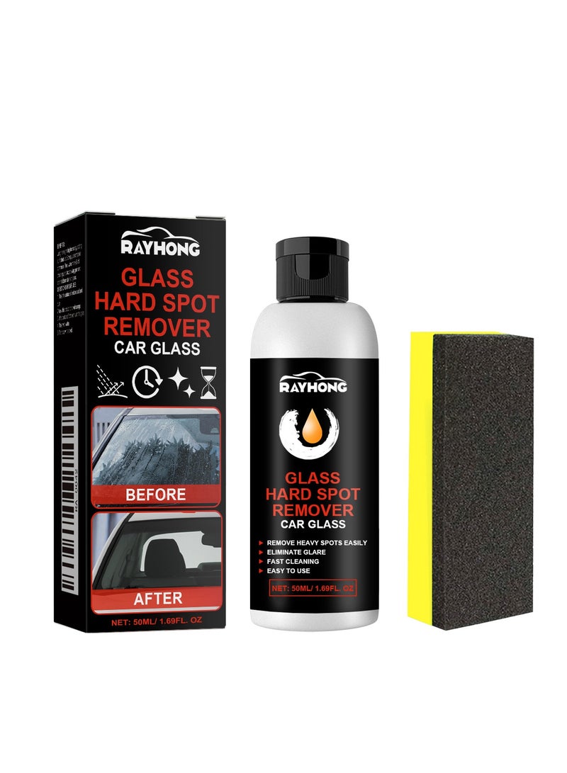RAYHONG Glass Hard Spot Remover Car Glass Stripper Water Spot Remover Kit Removes Coating Wax Oil Film Cleaner With Sponge Stain Remover For Car Glass And Home Bathroom Glass - Image 1