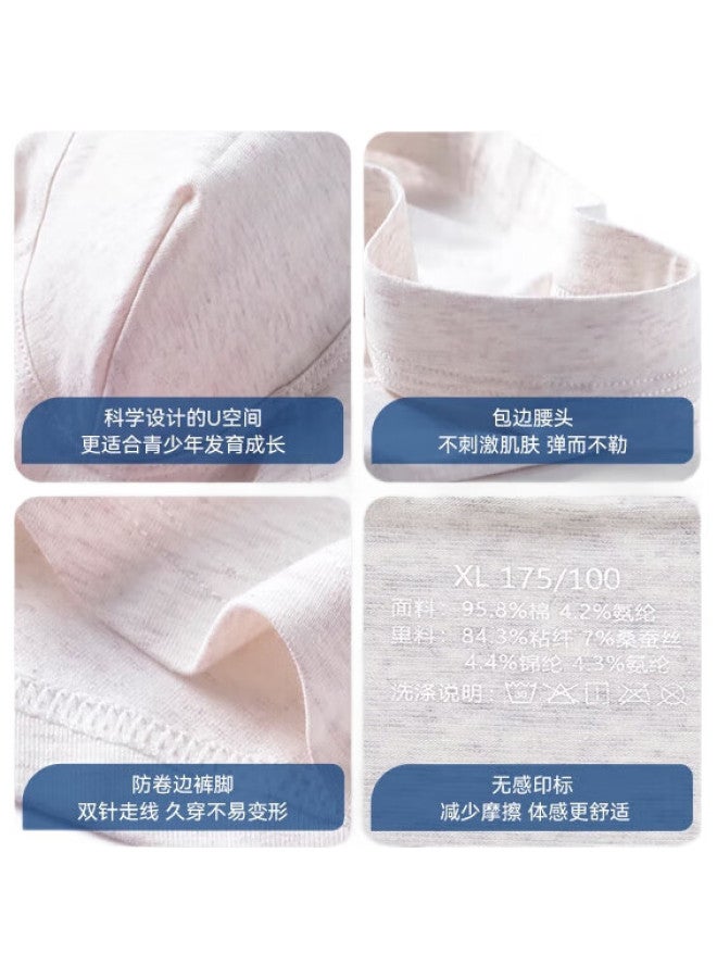 THREEGUN 【Class A Pure Cotton 7A Antibacterial】Antibacterial Teenage Boys Underwear Class A Non-Buttocks Development Period 3-Pack - Image 1
