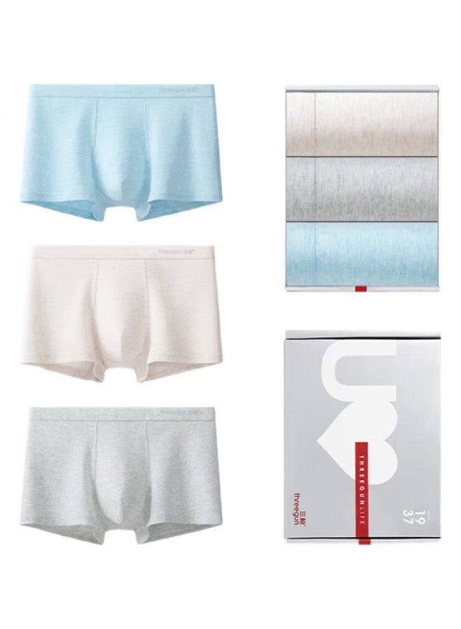 THREEGUN 【Class A Pure Cotton 7A Antibacterial】Antibacterial Teenage Boys Underwear Class A Non-Buttocks Development Period 3-Pack - Image 3