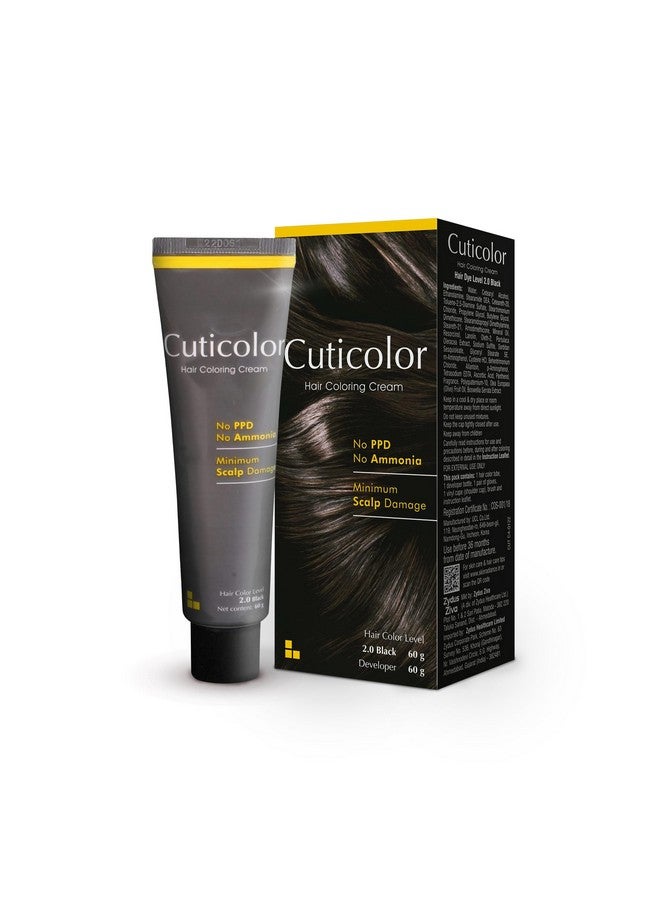 Cuticolor Permanent Hair Color Cream|#1 Dr Prescribed|Suitable For Sensitive Skin|Eco Mechanism For Preserving Scalp Health|No Ammonia|No Ppd| Portulaca & Boseivela Extracts - Black 60G|Pack Of 2 - Image 2