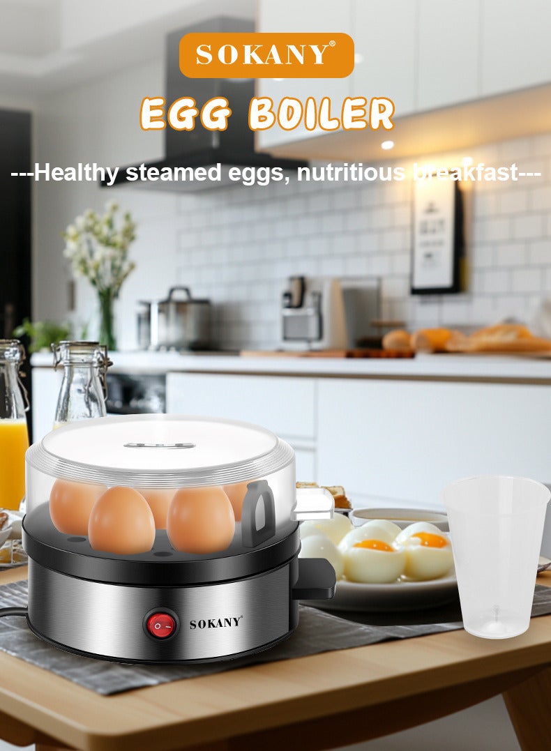 sokany Egg Cooker with 8-Egg Rack,Egg Boiler Food Steamer, Electric Breakfast Maker with Automatic Shut Off, Transparent Cover, Easy to Clean,Suitable for Boiled Egg, Steamed Corn, Bun, Pilaf, Snack, Dessert and More,360W,SK-07066 - Image 4