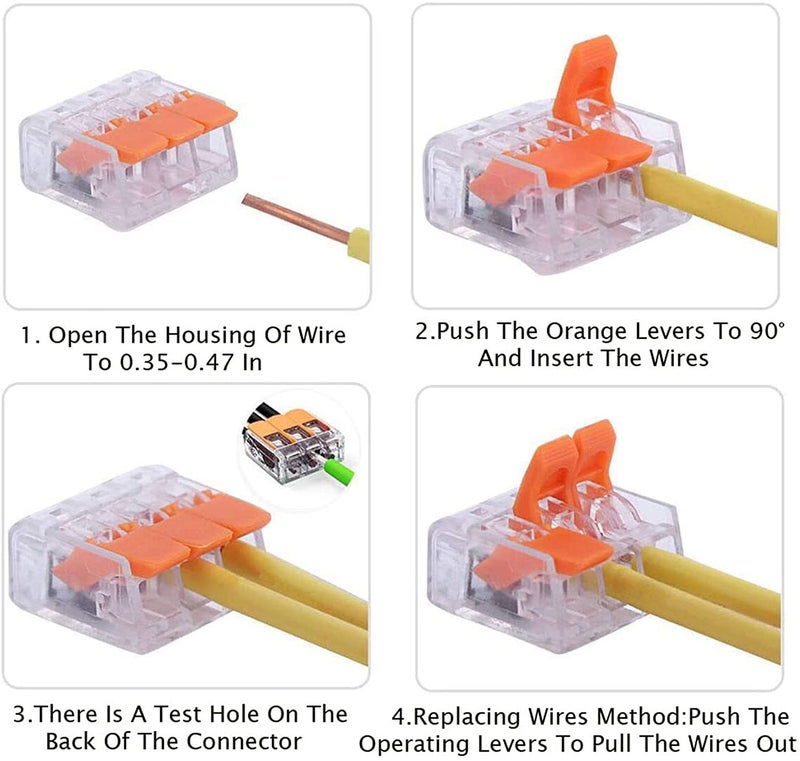 75 Pcs Wire Connector,Gewaha 3 Type （2/3/5 Port ）Lever-Nut Wire Connector Assortment Pack Conductor Compact Splicing Connector Lever Nut Kit for Solid Stranded Flexible Wires - Image 4