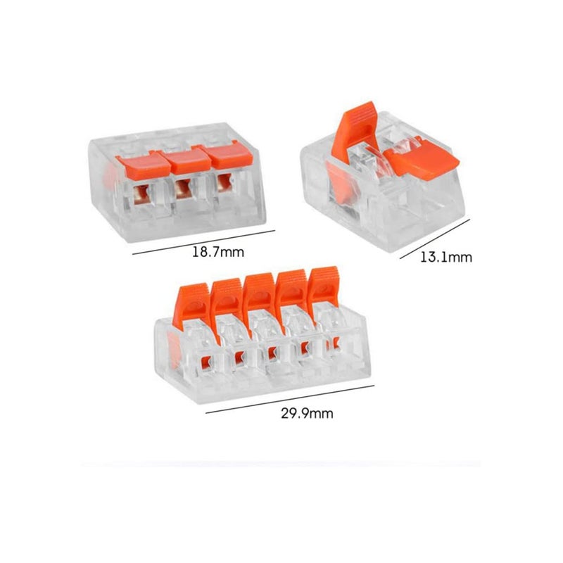 75 Pcs Wire Connector,Gewaha 3 Type （2/3/5 Port ）Lever-Nut Wire Connector Assortment Pack Conductor Compact Splicing Connector Lever Nut Kit for Solid Stranded Flexible Wires - Image 2