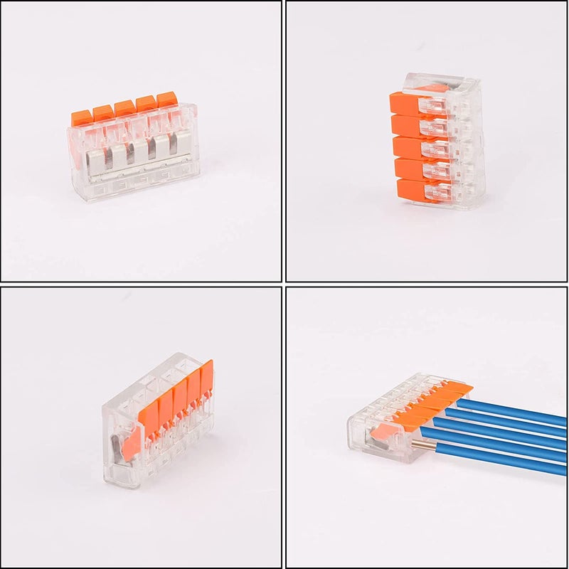 75 Pcs Wire Connector,Gewaha 3 Type （2/3/5 Port ）Lever-Nut Wire Connector Assortment Pack Conductor Compact Splicing Connector Lever Nut Kit for Solid Stranded Flexible Wires - Image 5