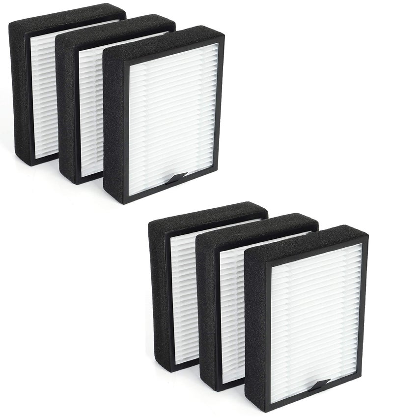 Flintar PM1220 HighEfficiency 3in1 True HEPA Replacement Filters Compatible with MOOKA and KOIOS PM1220 Compact Desktop Air Purifier Only 6Pack