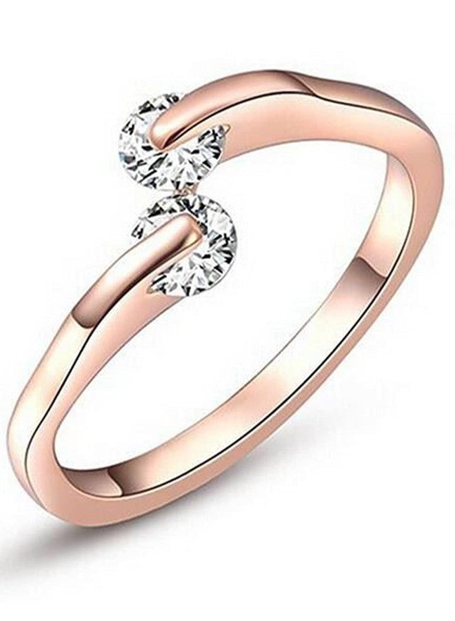 Karatcart Bohey by KARATCART Luxurious Rose Gold-Tone Dual Stone American Diamond Adjustable Ring for Women - Image 1