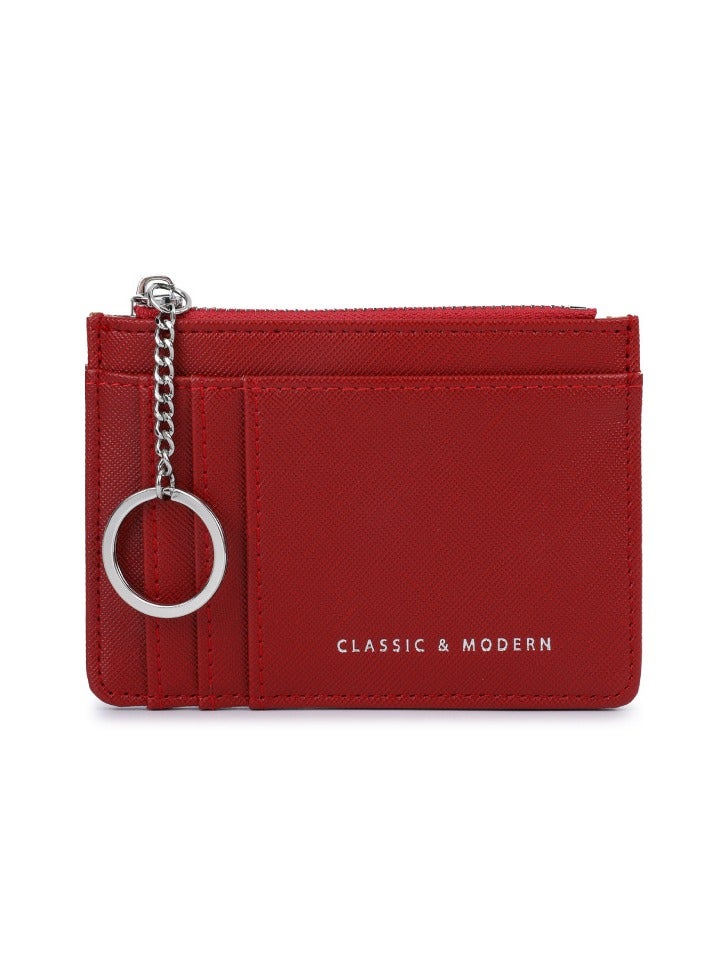 xozgdovg Red Cross card bag Women's mini keychain multi-card coin purse 