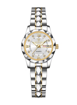 Women's Watches Luxury Fashion Two-Tone Silver Gold Stainless Steel Quartz Wristwatch Waterproof Luminous White Dial Ladies Gift - view 5
