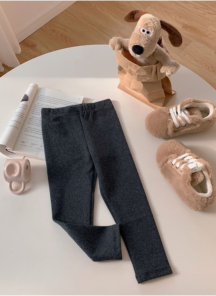 Loquat - Kids Solid Color Thermal Underwear Pants Cotton Soft Long Johns Base Layer Bottom Children's Pajama Pants Dark Gray - Image 1