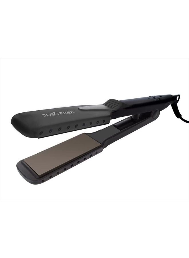 JOSE EBER مكواة فرد الشعر الرطبة والجافة بجهد مزدوج 110 فولت - 240 فولت، للاستخدام على الشعر الرطب أو الجاف، ألواح عائمة عريضة، فحم - Image 5