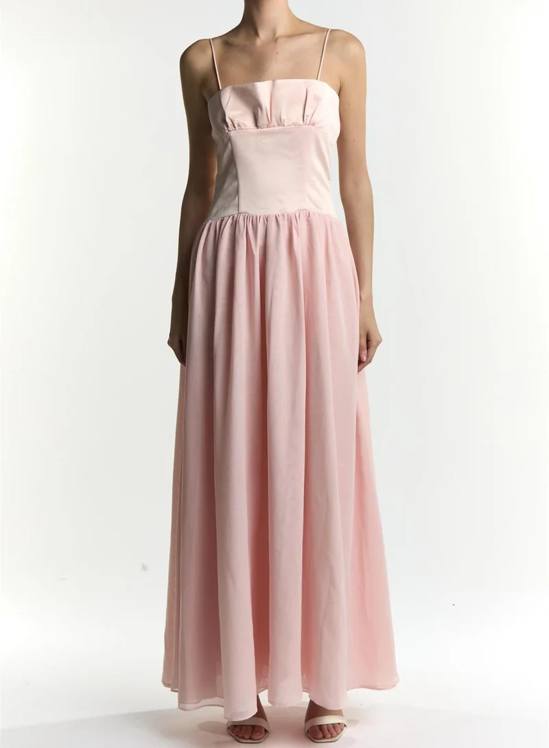 ترو ديكادينس Anya Pale Pink Corset Dropped Waist Maxi Dress
