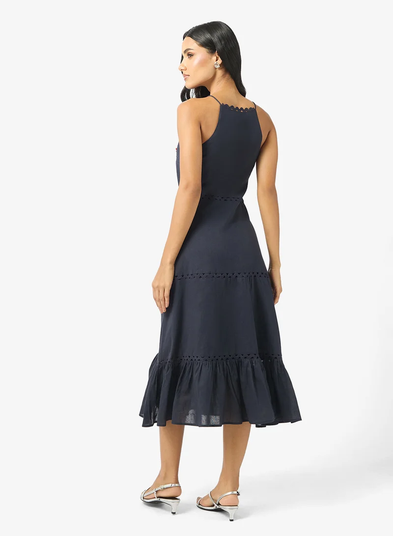 Hope & Ivy Embellished Tiered Detailed Sleeveless Midi Dress