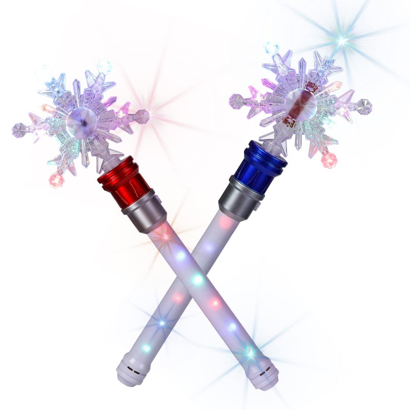 Fleeting Time Light Up Frozen Snowflake Wand Snowflake Spinning WandsMagic Wand Rotating Toy for Girls and Boys Magic Princess Sensory ToysChristmas Birthday Gift RedBlue - Image 3
