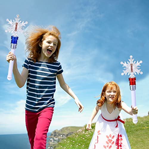Fleeting Time Light Up Frozen Snowflake Wand Snowflake Spinning WandsMagic Wand Rotating Toy for Girls and Boys Magic Princess Sensory ToysChristmas Birthday Gift RedBlue - Image 5
