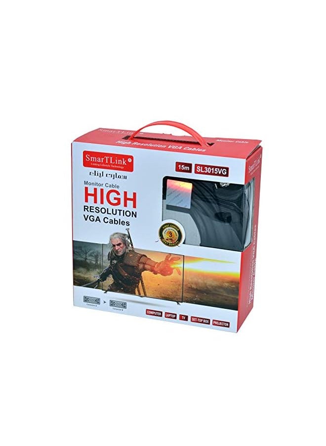 SmarTLink Vga Cable 15 Meter Black Head Male To Male High Resolution  - Image 4