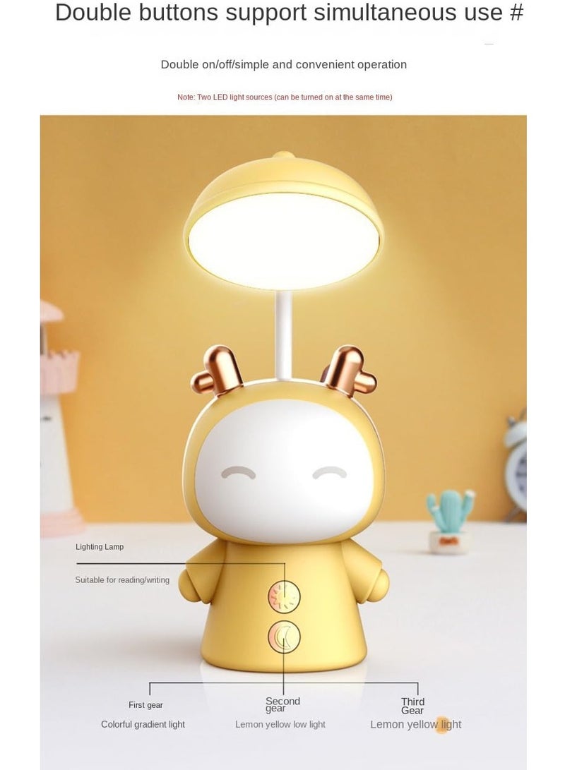 Eye Protection Study Special Cartoon Night Lamp for Kids, Student Dormitory LED Desk Lamp, Rechargeable Model Night Lamp Bedside Lamp for Kids' Room - Image 3