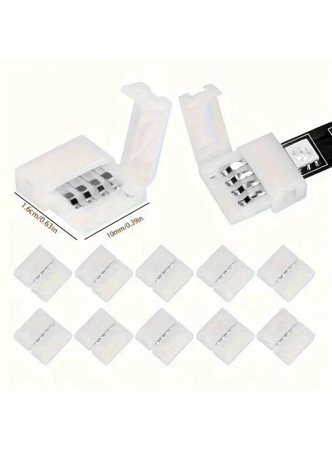 10pcs White LED Strip Light Connector 4 Pin RGB SMD 5050 Gapless Extension Solderless - Image 4
