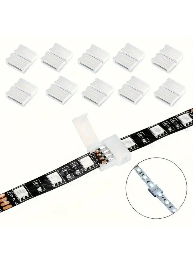 10pcs White LED Strip Light Connector 4 Pin RGB SMD 5050 Gapless Extension Solderless - Image 2